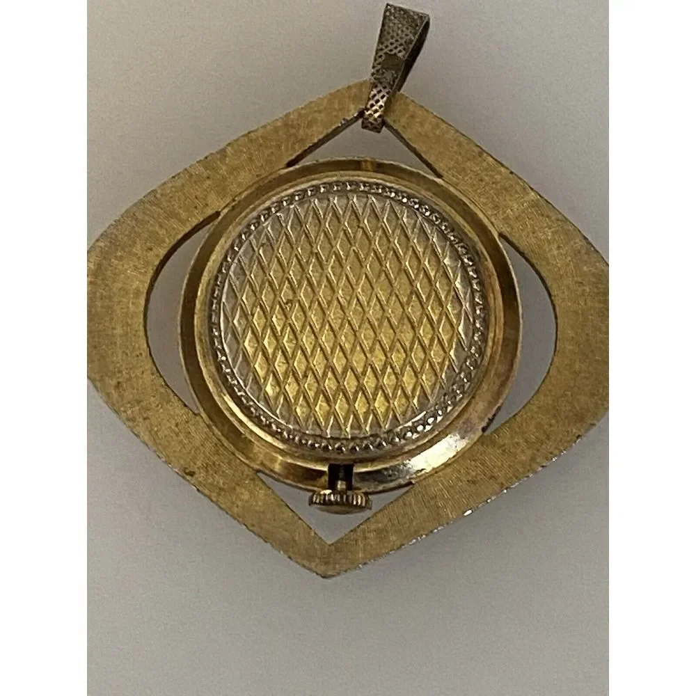 Vintage Mechanical Gold‎ Tone Lucerne Ladies Pendant Watch Faceted Swiss Made